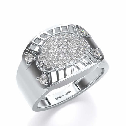 Intrepid Silver Ring For Men - White Gold - Image 1