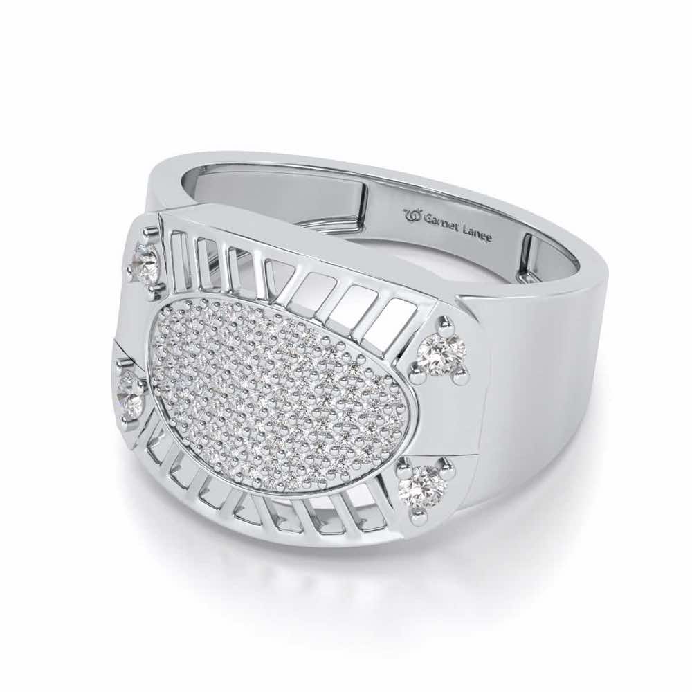 Intrepid Silver Ring For Men - White Gold - Image 2