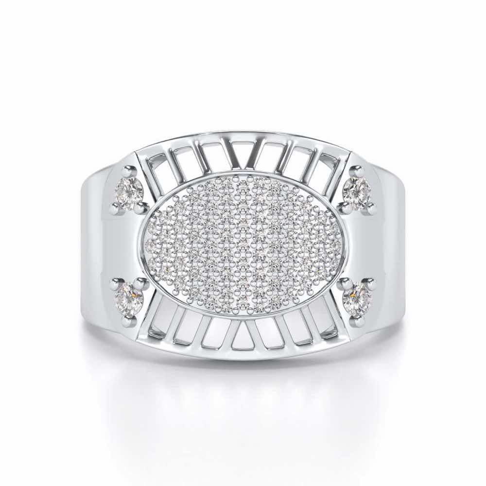Intrepid Silver Ring For Men - White Gold - Image 4