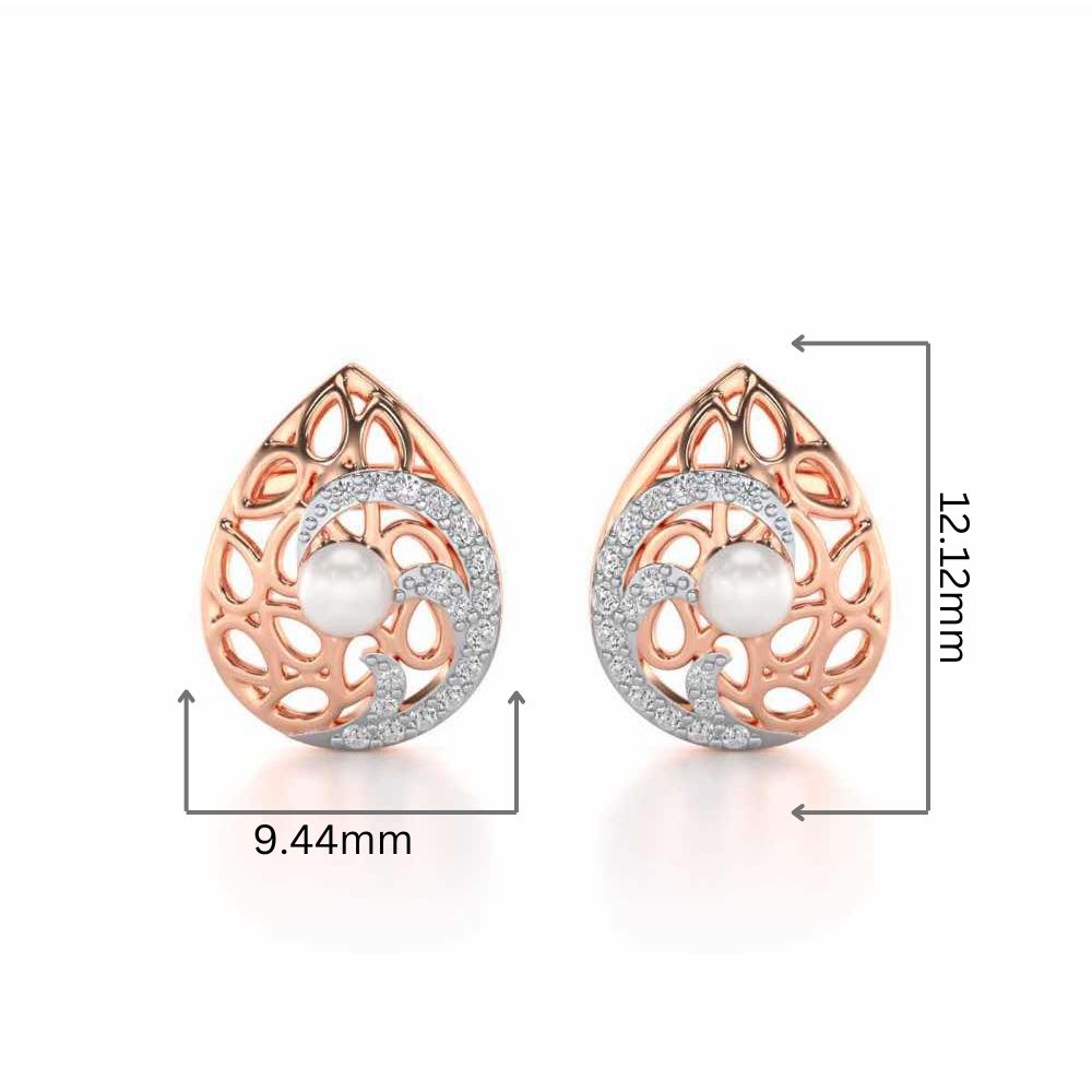 Intricate Silver Pearl Earrings - Rose Gold - Image 2