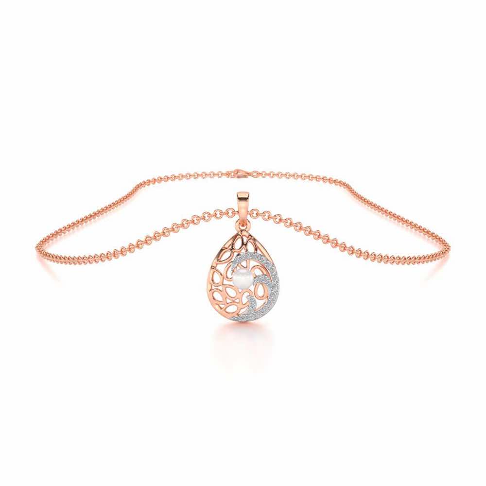 Intricate Silver Pearl Pendant - Rose Gold - Image 3