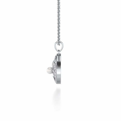 Intricate Silver Pearl Pendant - White Gold - Image 4