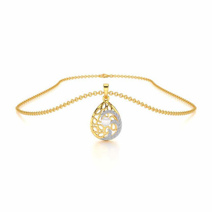 Intricate Silver Pearl Pendant - Yellow Gold - Image 3