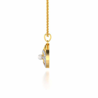 Intricate Silver Pearl Pendant - Yellow Gold - Image 4