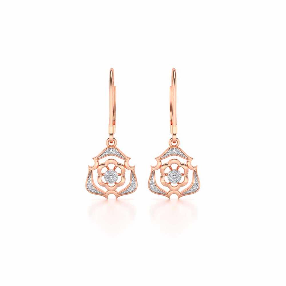 Intricate Floral Drops Earrings - Rose Gold - Image 1