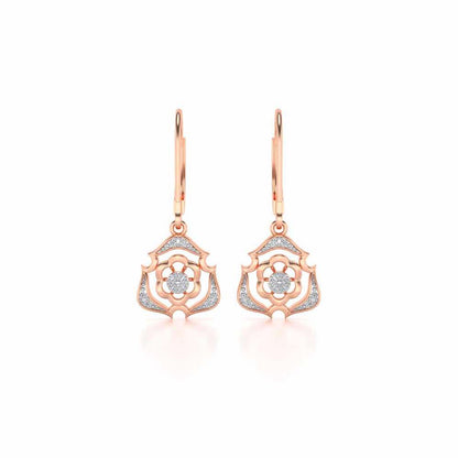Intricate Floral Drops Earrings - Rose Gold - Image 1