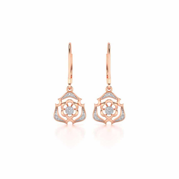 Intricate Floral Drops Earrings - Rose Gold - Image 1