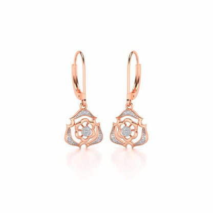 Intricate Floral Drops Earrings - Rose Gold - Image 2