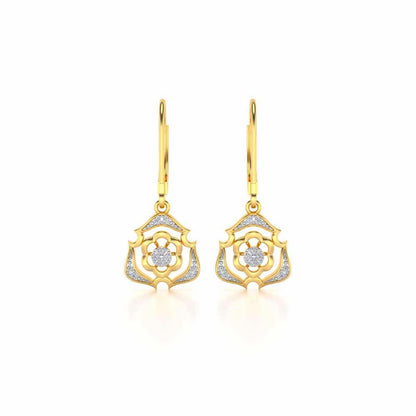 Intricate Floral Drops Earrings - Yellow Gold - Image 1