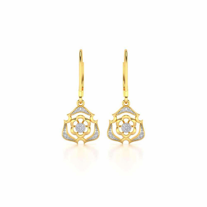Intricate Floral Drops Earrings - Yellow Gold - Image 1