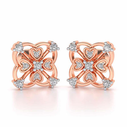 Intricate Hearts Silver Studs - Rose Gold - Image 1