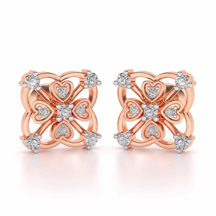 Intricate Hearts Silver Studs - Rose Gold - Image 1