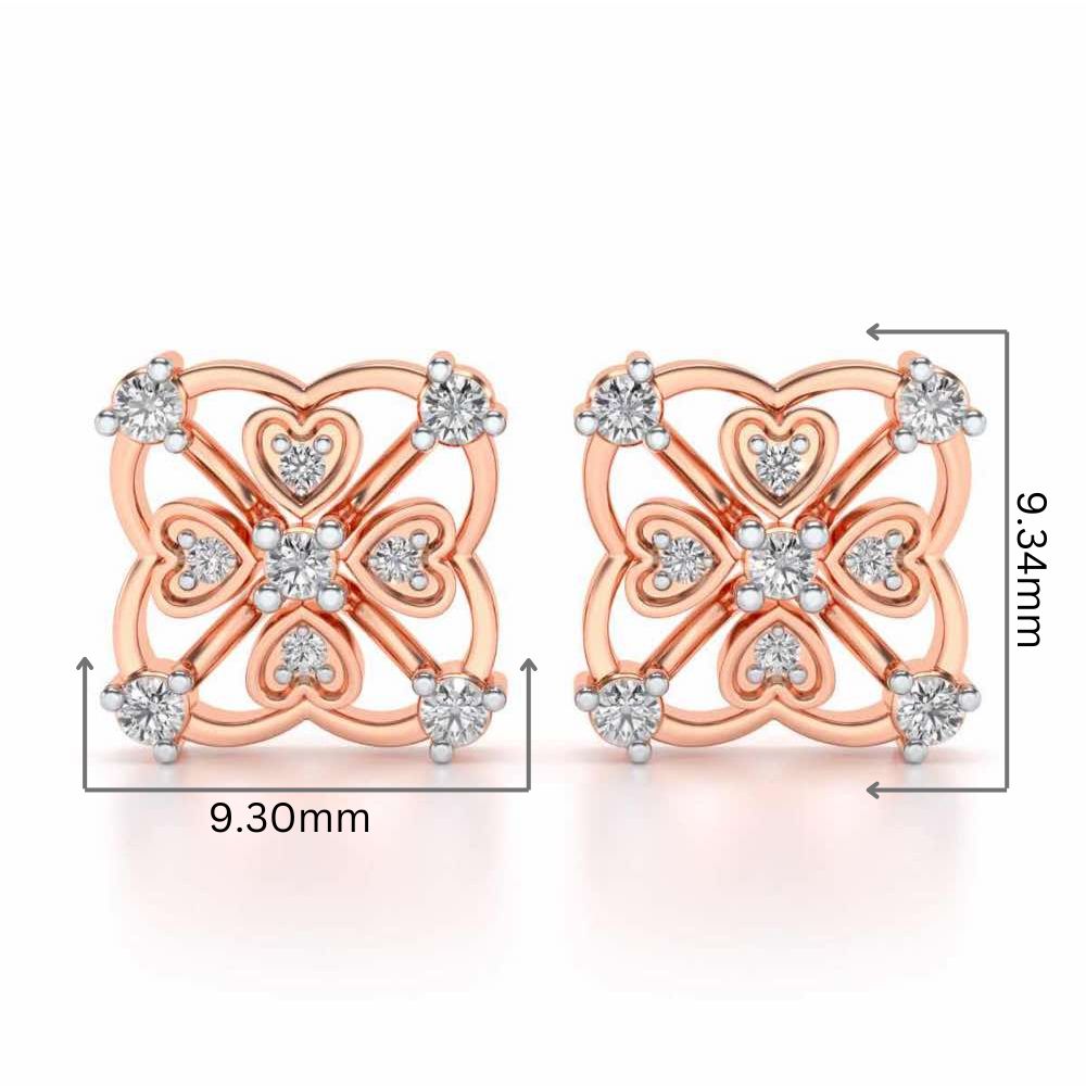 Intricate Hearts Silver Studs - Rose Gold - Image 2