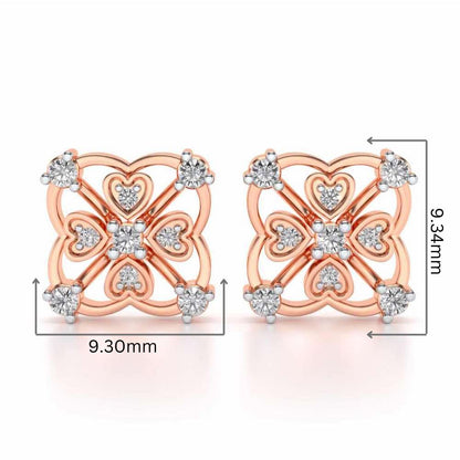 Intricate Hearts Silver Studs - Rose Gold - Image 2