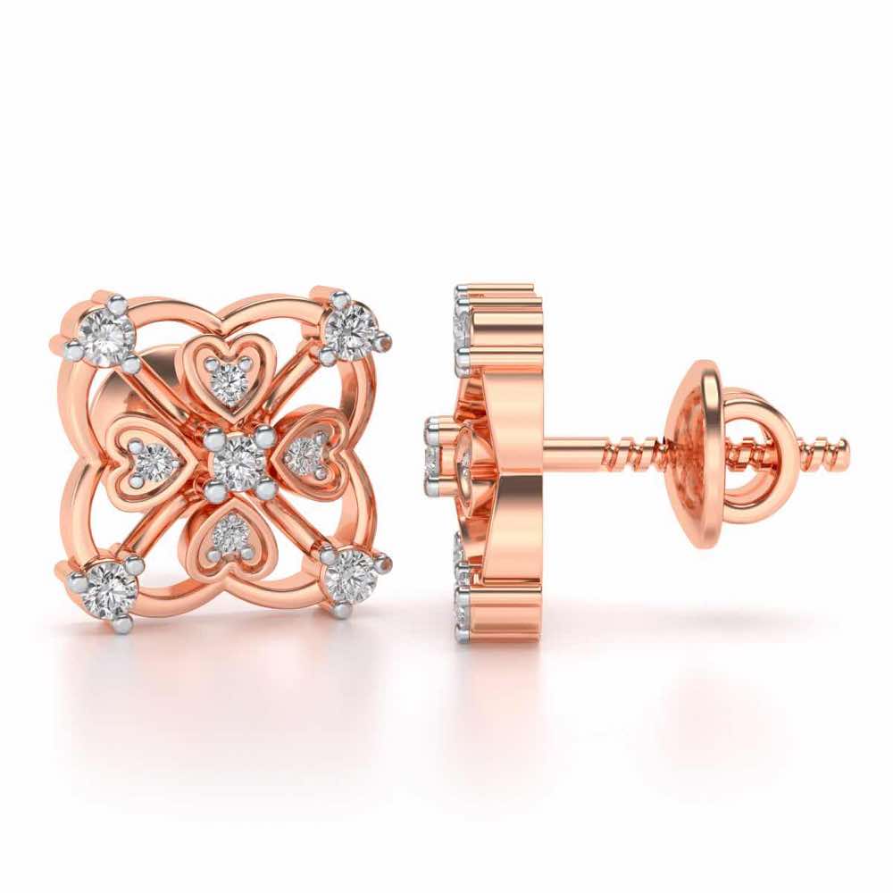 Intricate Hearts Silver Studs - Rose Gold - Image 4
