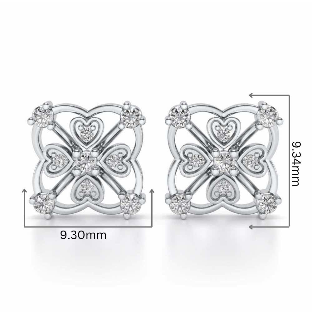 Intricate Hearts Silver Studs - White Gold - Image 2