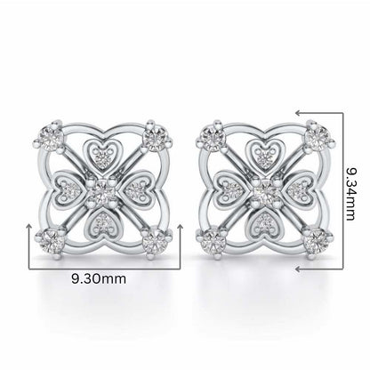 Intricate Hearts Silver Studs - White Gold - Image 2