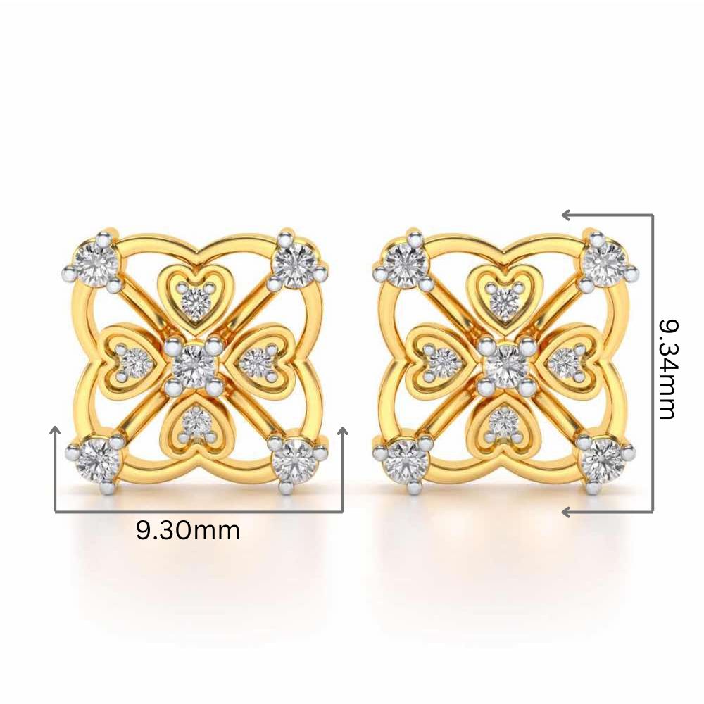 Intricate Hearts Silver Studs - Yellow Gold - Image 2
