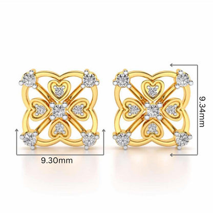 Intricate Hearts Silver Studs - Yellow Gold - Image 2