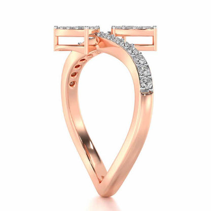 Inverted Arrows Silver Ring - Rose Gold - Image 3