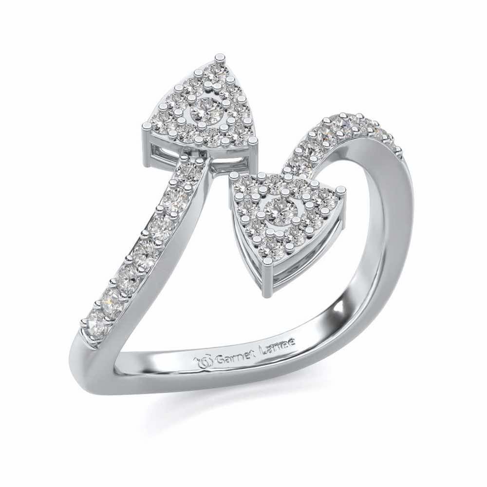 Inverted Arrows Silver Ring - White Gold - Image 1