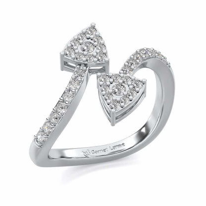 Inverted Arrows Silver Ring - White Gold - Image 1