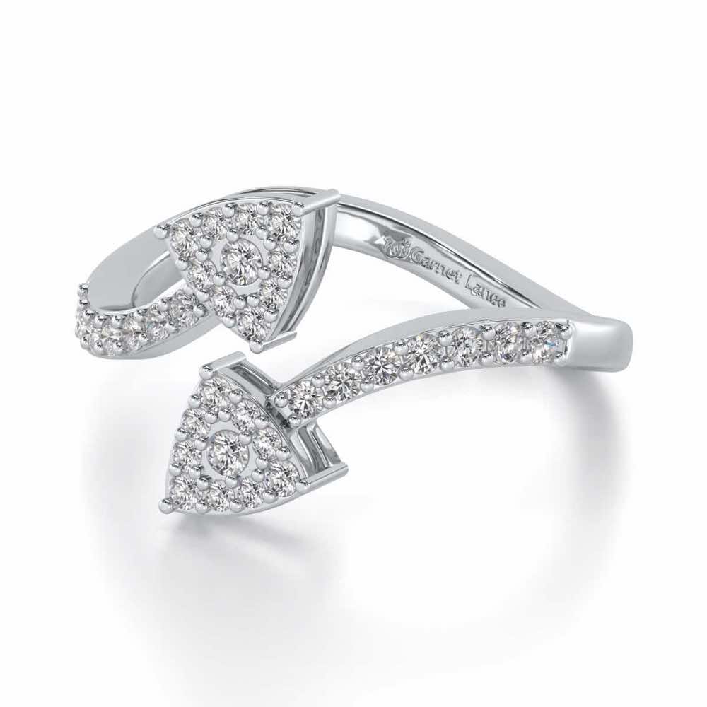 Inverted Arrows Silver Ring - White Gold - Image 2
