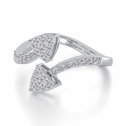 Inverted Arrows Silver Ring - White Gold - Image 2