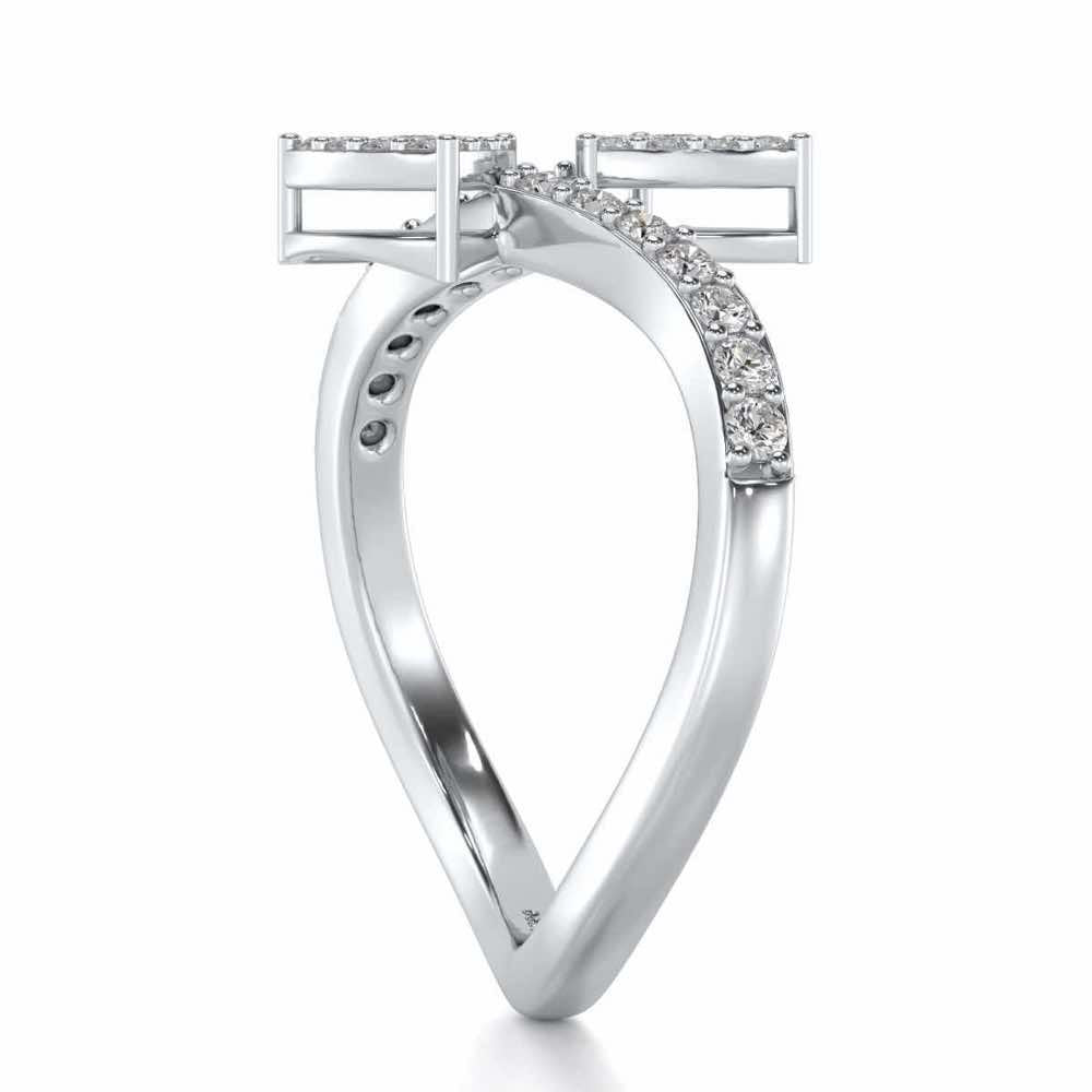 Inverted Arrows Silver Ring - White Gold - Image 3