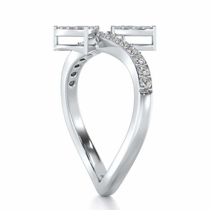 Inverted Arrows Silver Ring - White Gold - Image 3