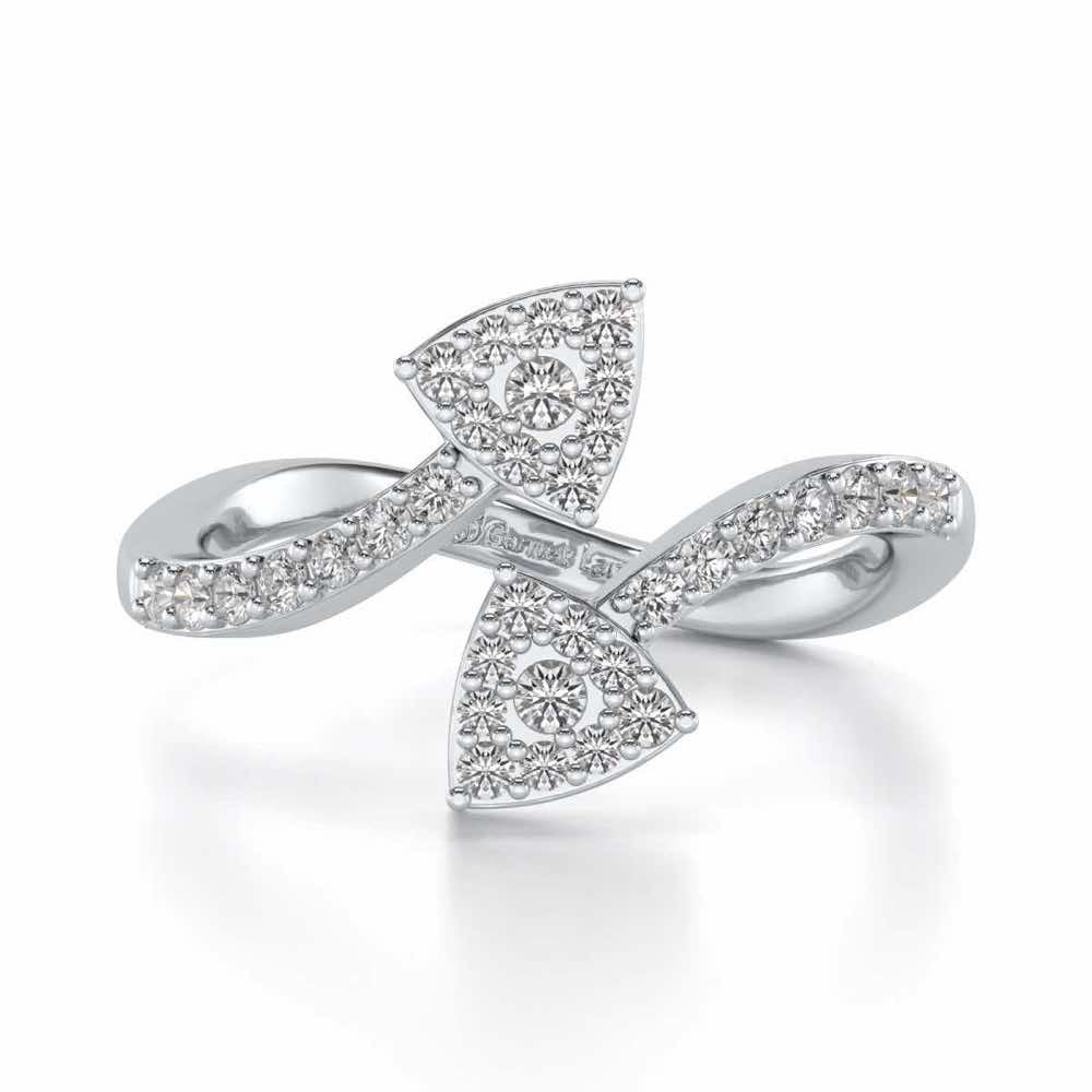 Inverted Arrows Silver Ring - White Gold - Image 4