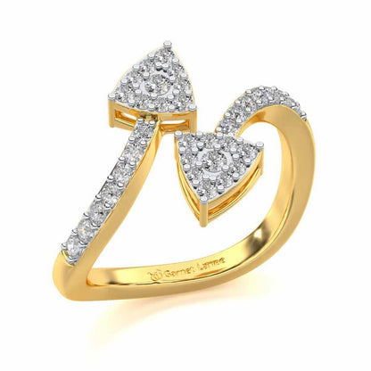 Inverted Arrows Silver Ring - Yellow Gold - Image 1