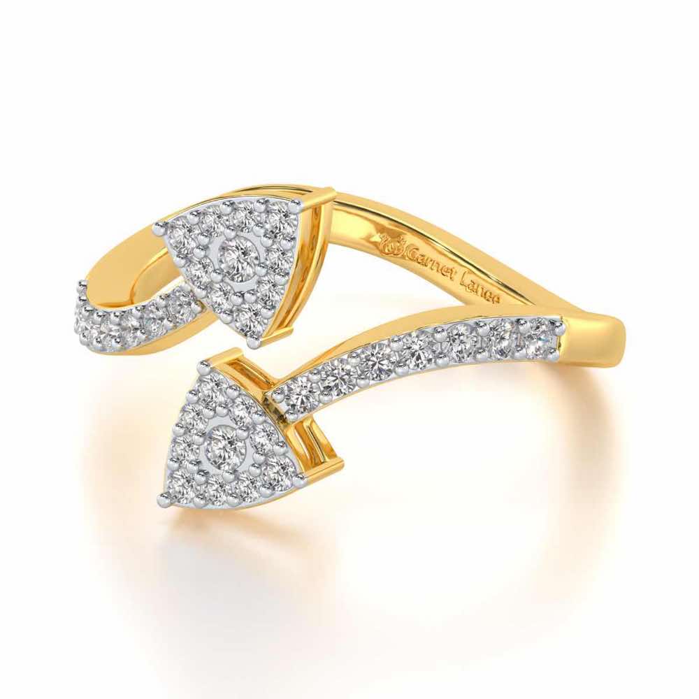 Inverted Arrows Silver Ring - Yellow Gold - Image 2