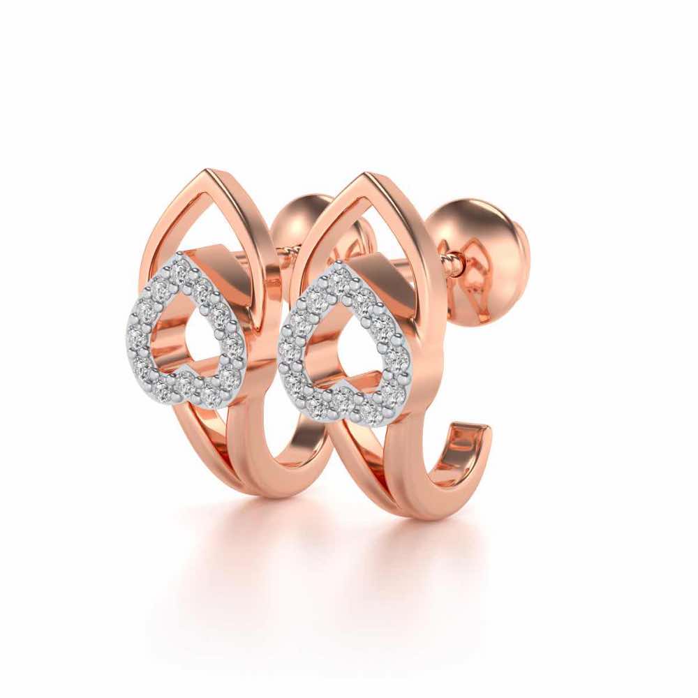 Inverted Core Silver Bali Earrings - Rose Gold - Image 3