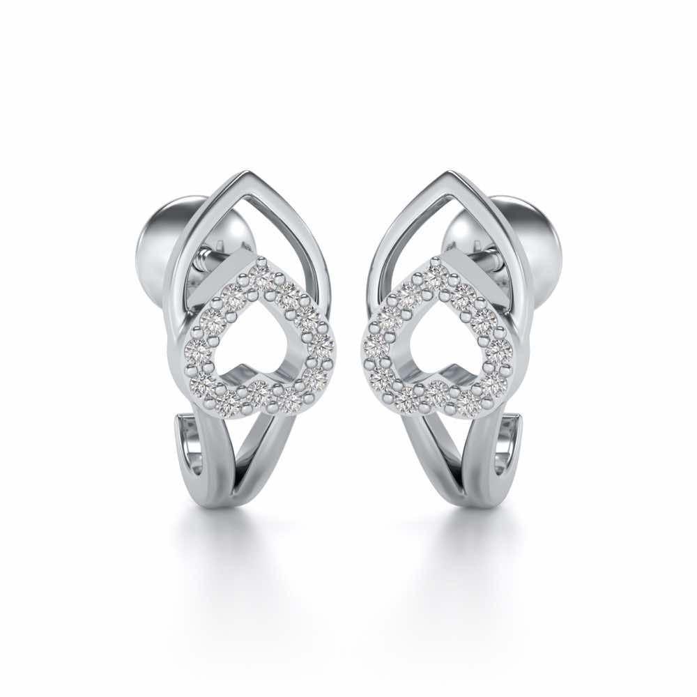 Inverted Core Silver Bali Earrings - White Gold - Image 1