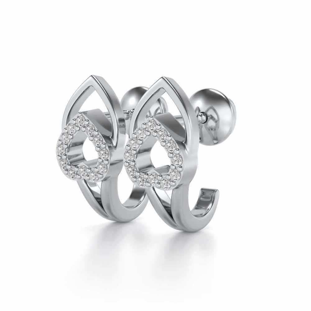 Inverted Core Silver Bali Earrings - White Gold - Image 3