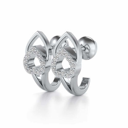 Inverted Core Silver Bali Earrings - White Gold - Image 3