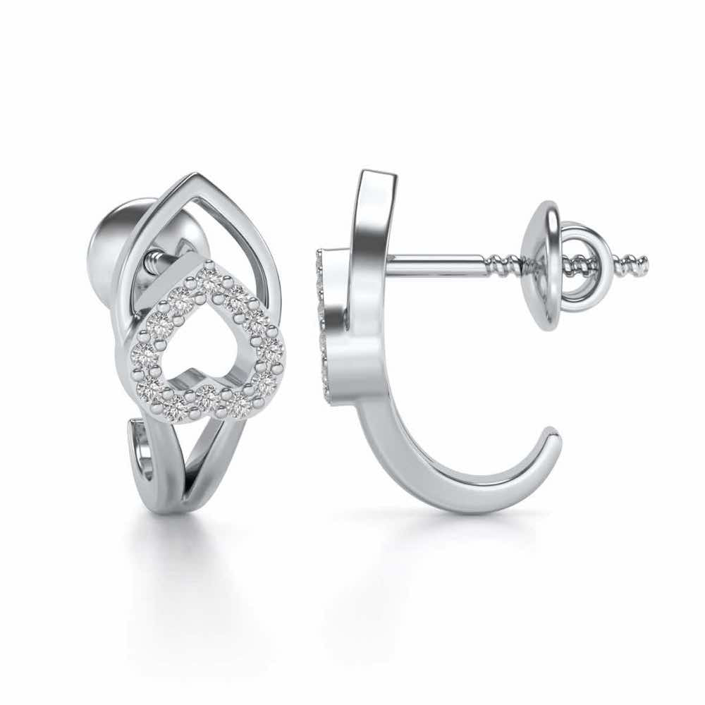 Inverted Core Silver Bali Earrings - White Gold - Image 4