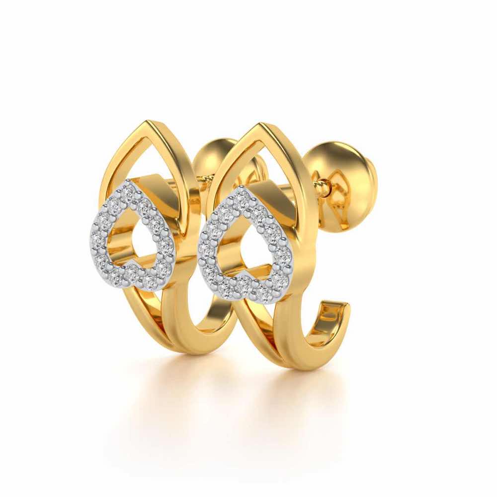 Inverted Core Silver Bali Earrings - Yellow Gold - Image 3