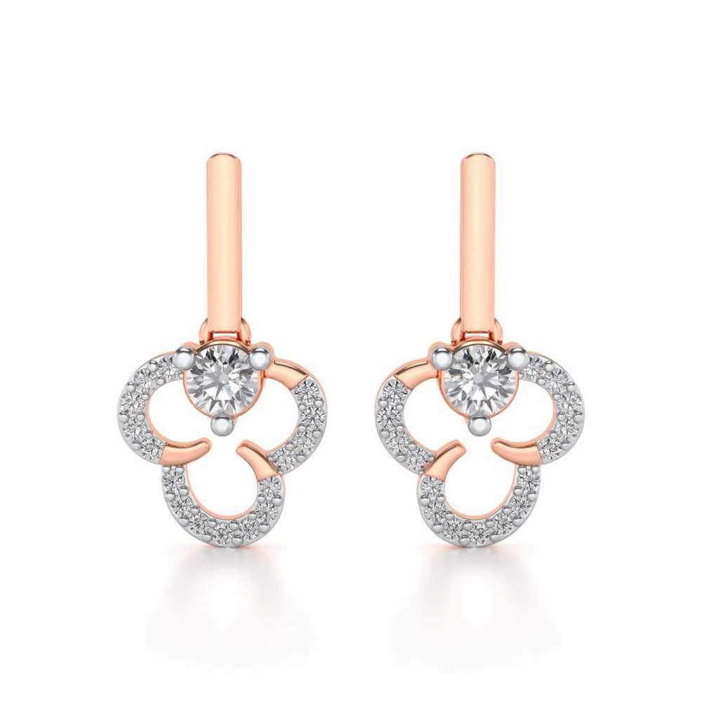 Inverted Flower Earring Drops - Rose Gold - Image 1