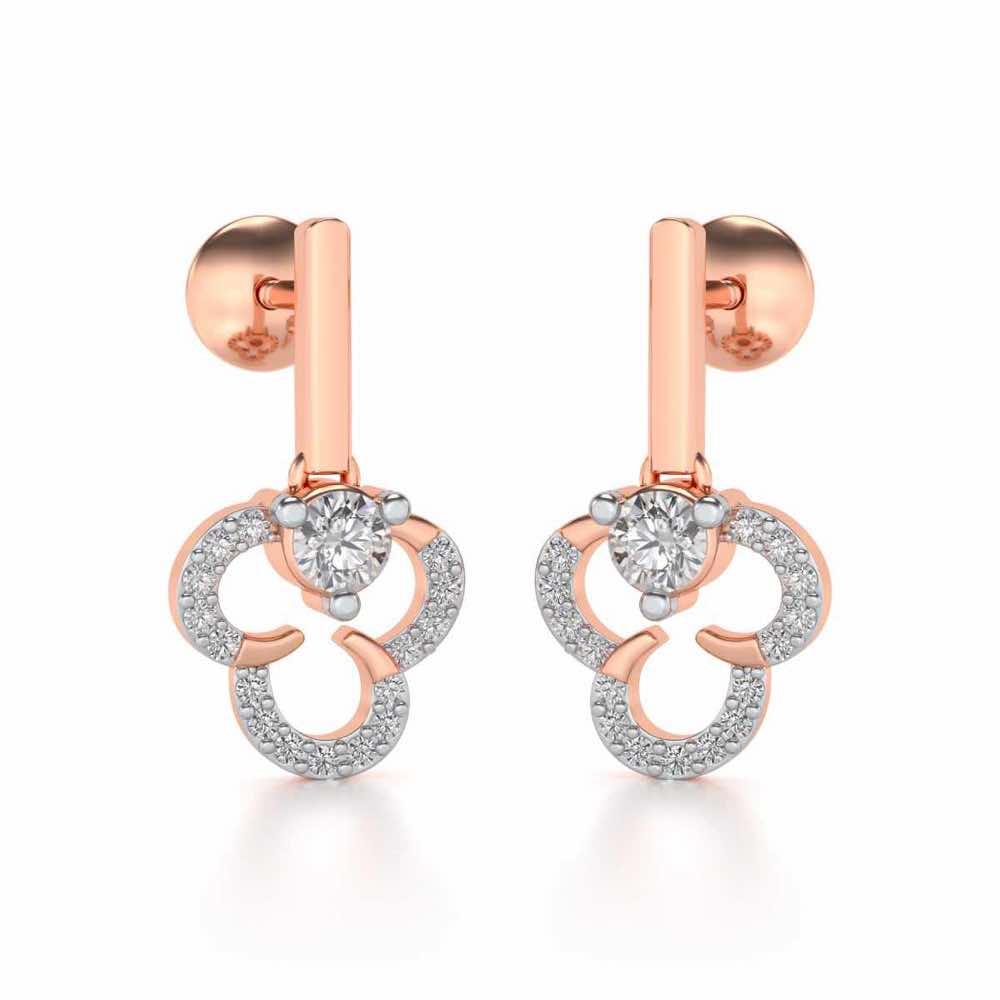 Inverted Flower Earring Drops - Rose Gold - Image 2