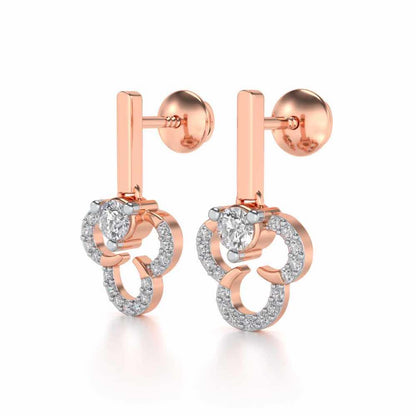 Inverted Flower Earring Drops - Rose Gold - Image 3