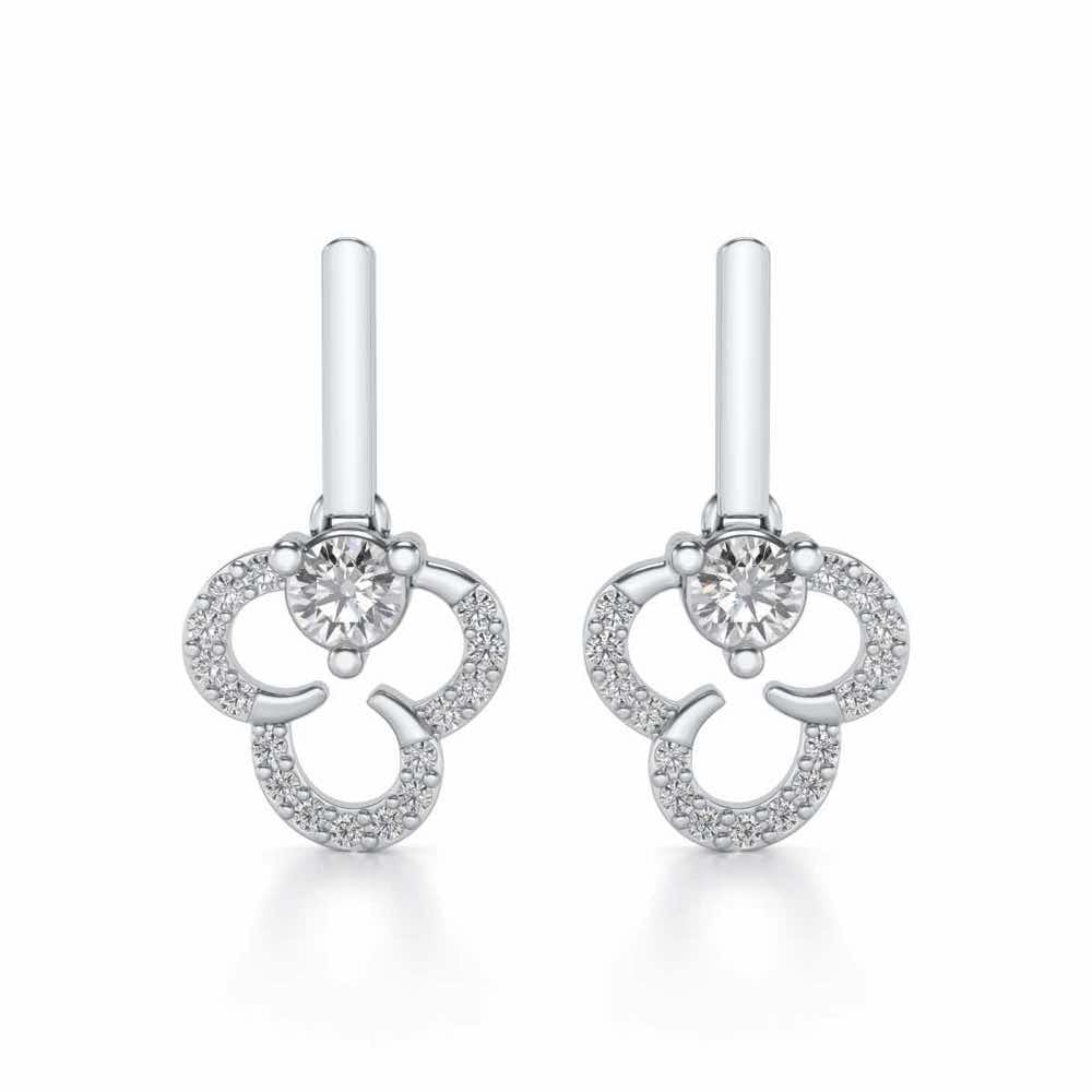 Inverted Flower Earring Drops - White Gold - Image 1