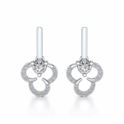 Inverted Flower Earring Drops - White Gold - Image 1