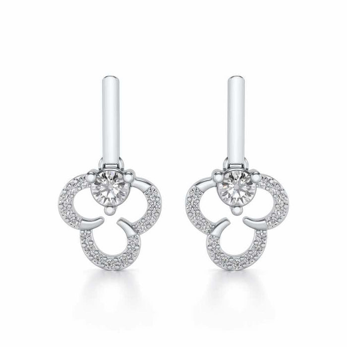 Inverted Flower Earring Drops - White Gold - Image 1