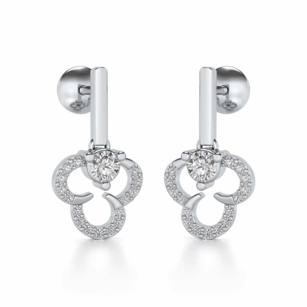 Inverted Flower Earring Drops - White Gold - Image 2