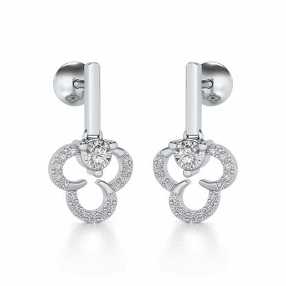 Inverted Flower Earring Drops - White Gold - Image 2