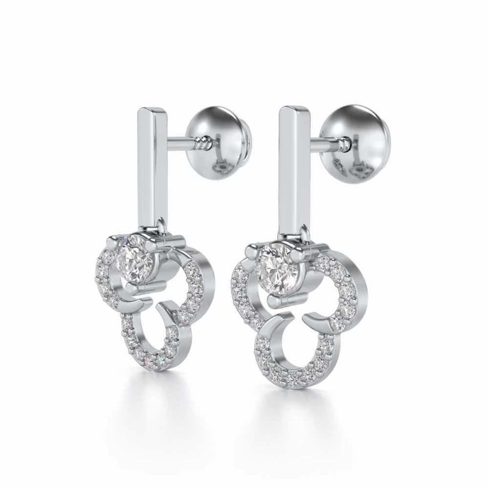 Inverted Flower Earring Drops - White Gold - Image 3