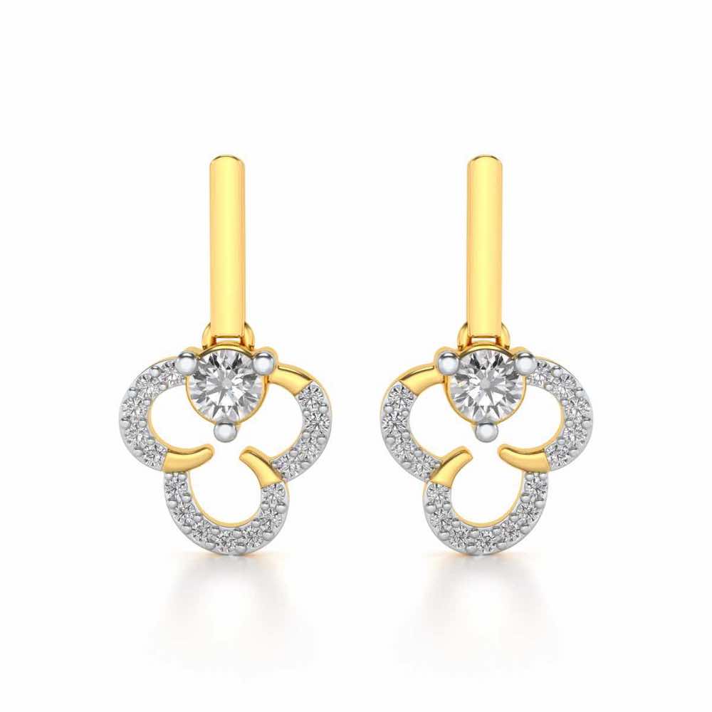 Inverted Flower Earring Drops - Yellow Gold - Image 1