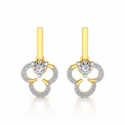 Inverted Flower Earring Drops - Yellow Gold - Image 1